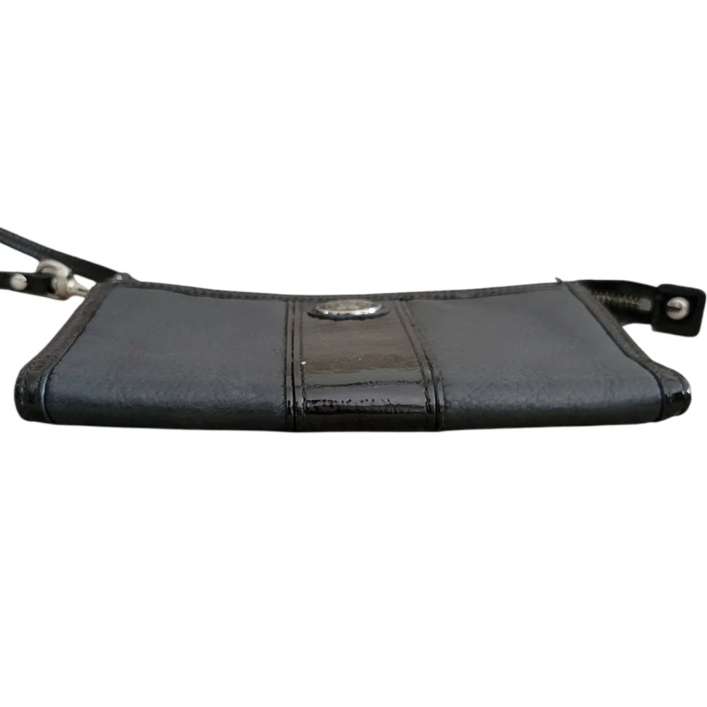 Coach Black Leather Wristlet with Signature Patch
